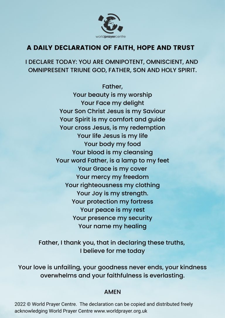A Daily Declaration of Faith, Hope and Trust - World Prayer Centre